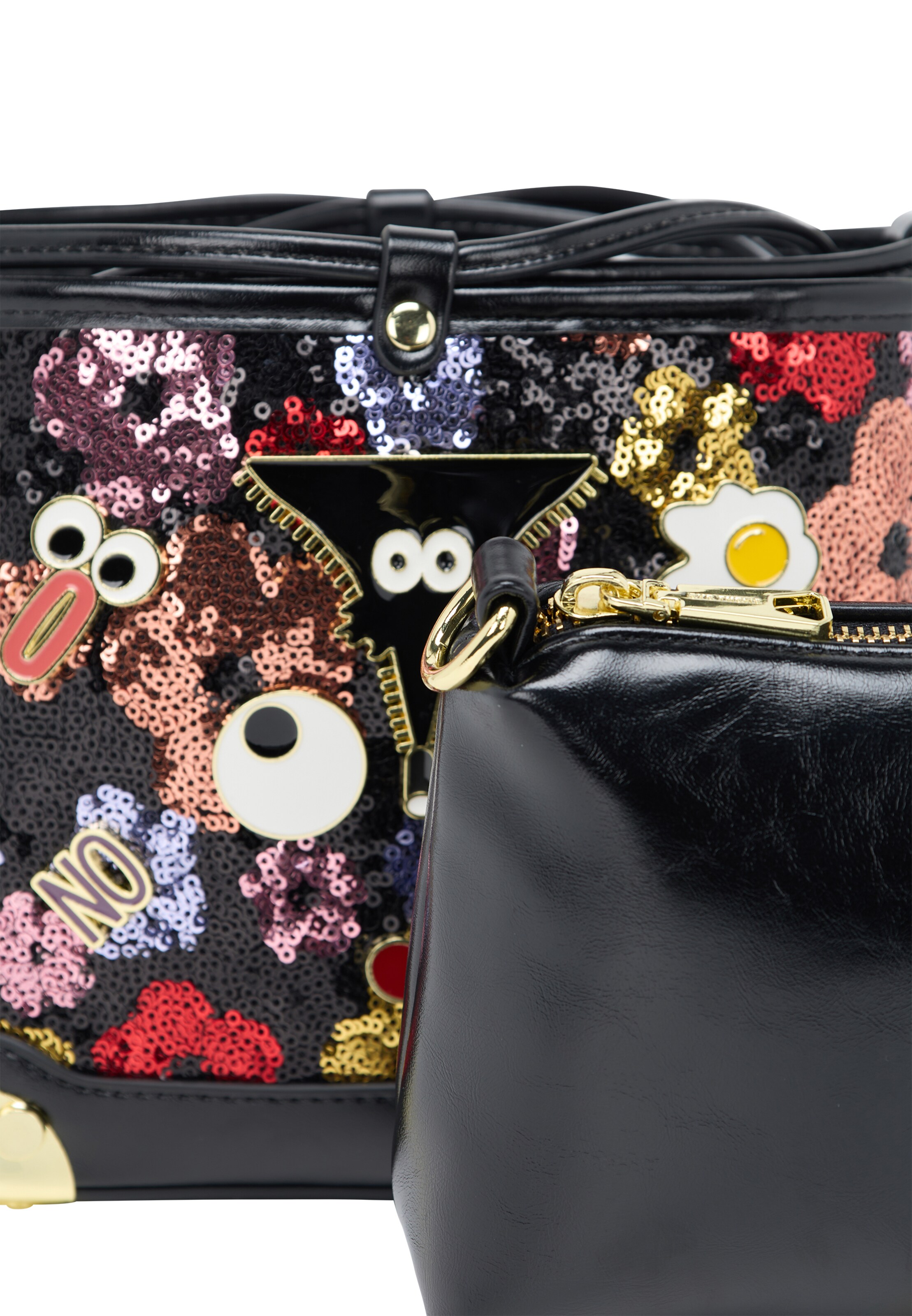 MYMO Skuldertaske 'Pop Eyetheme' i sort