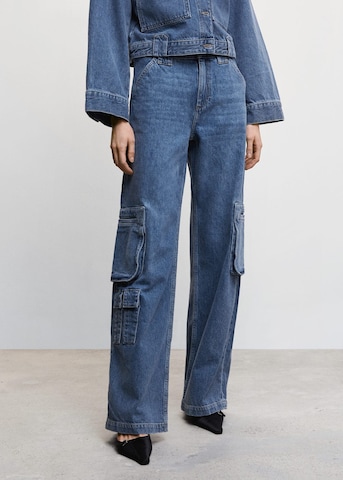 MANGO Wide leg Cargo Jeans 'romy' in Blue: front
