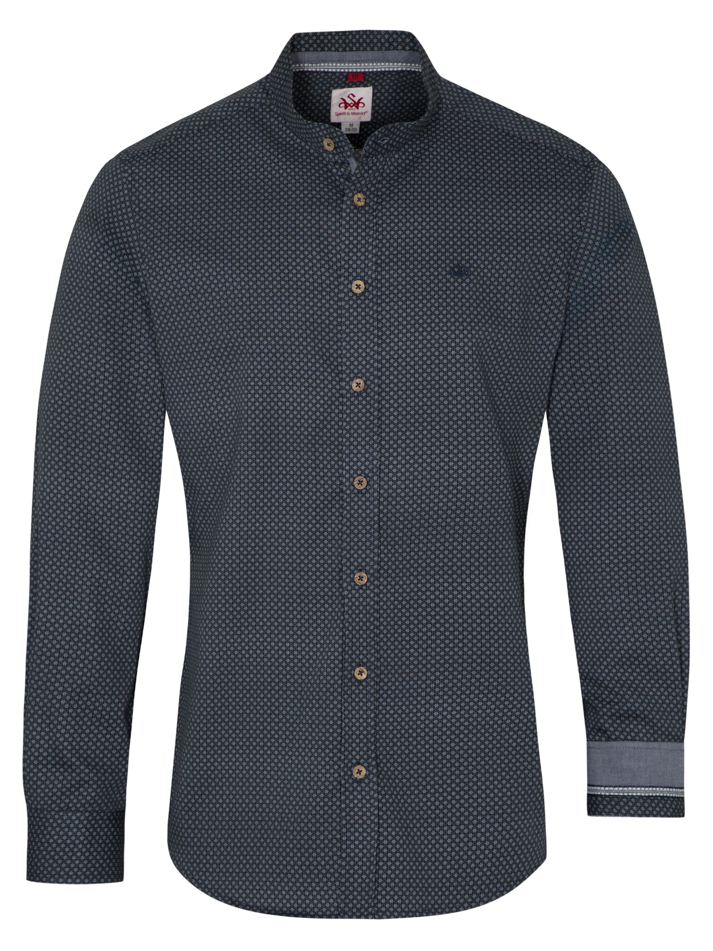 Coupe slim Chemise folklorique SPIETH & WENSKY en bleu : devant