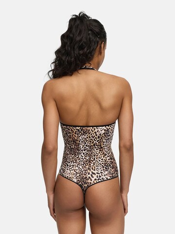 Body modellante 'Neckholder Shapewear mit String' di cfab (formerly creamy fabrics) in marrone