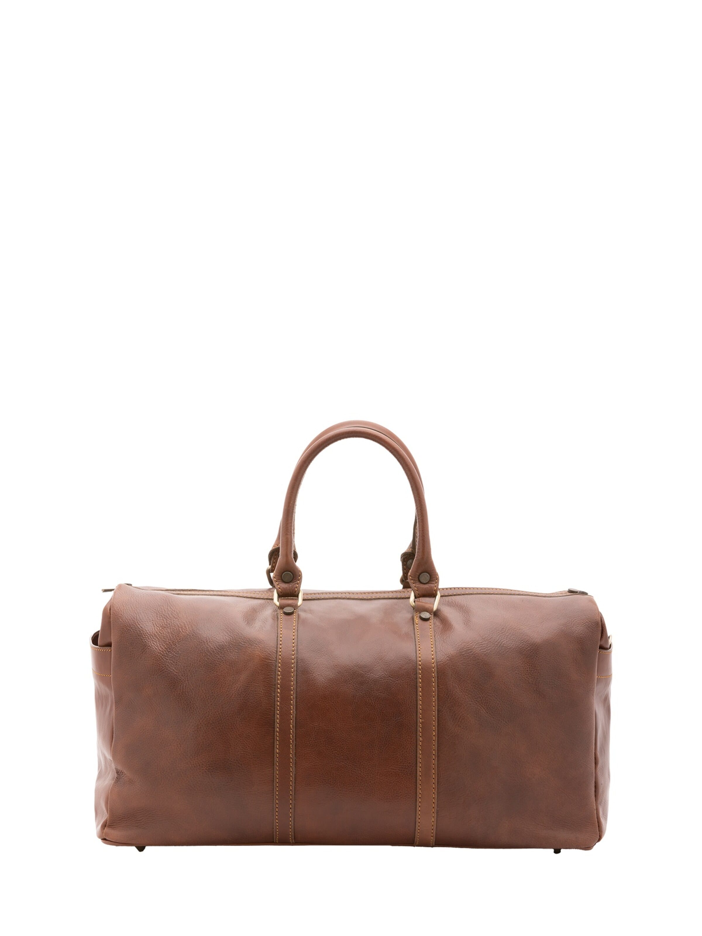 Borsa da viaggio 'Borsa da viaggio unisex vera pelle con zip - Made in Italy' di Chiara Ferretti in marrone: frontale