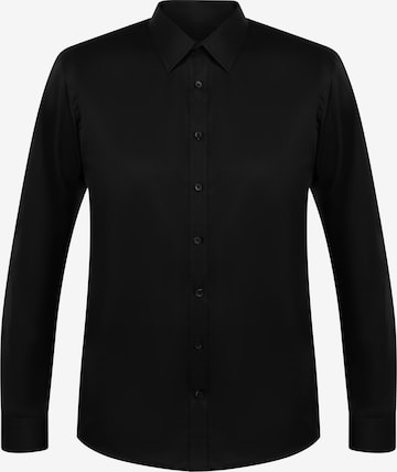 DreiMaster Klassik Regular fit Button Up Shirt in Black: front