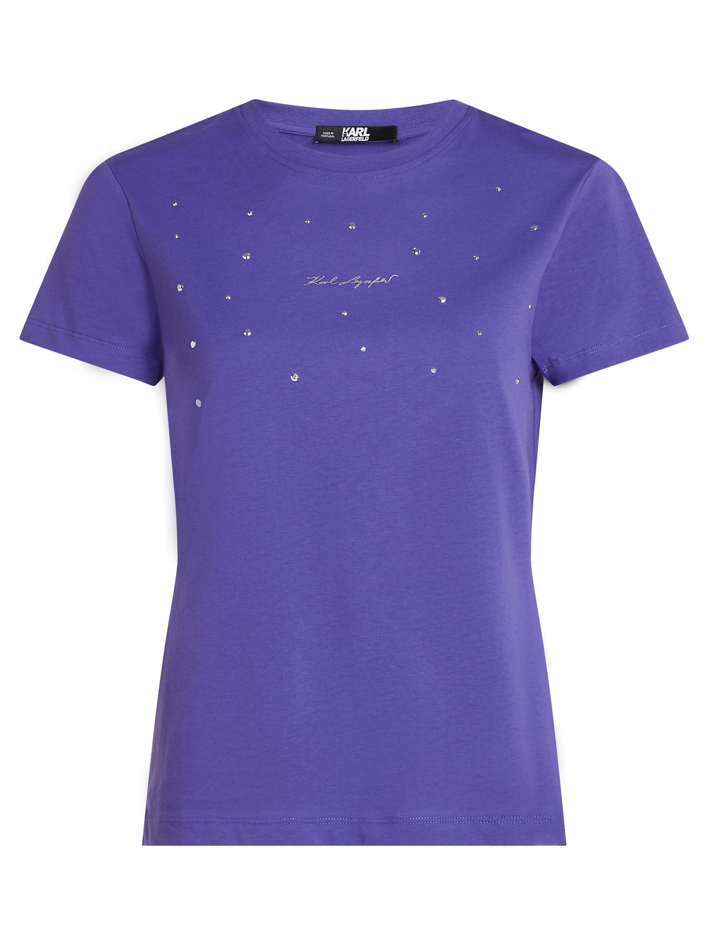 Karl Lagerfeld T-shirt ' Rhinestones Detail ' i lila: framsida