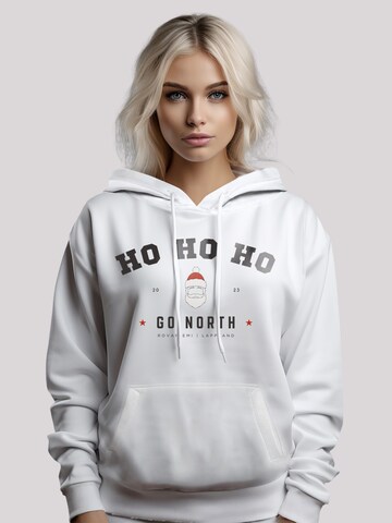 Sweat-shirt 'Ho Ho Ho Santa Weihnachten' F4NT4STIC en blanc : devant