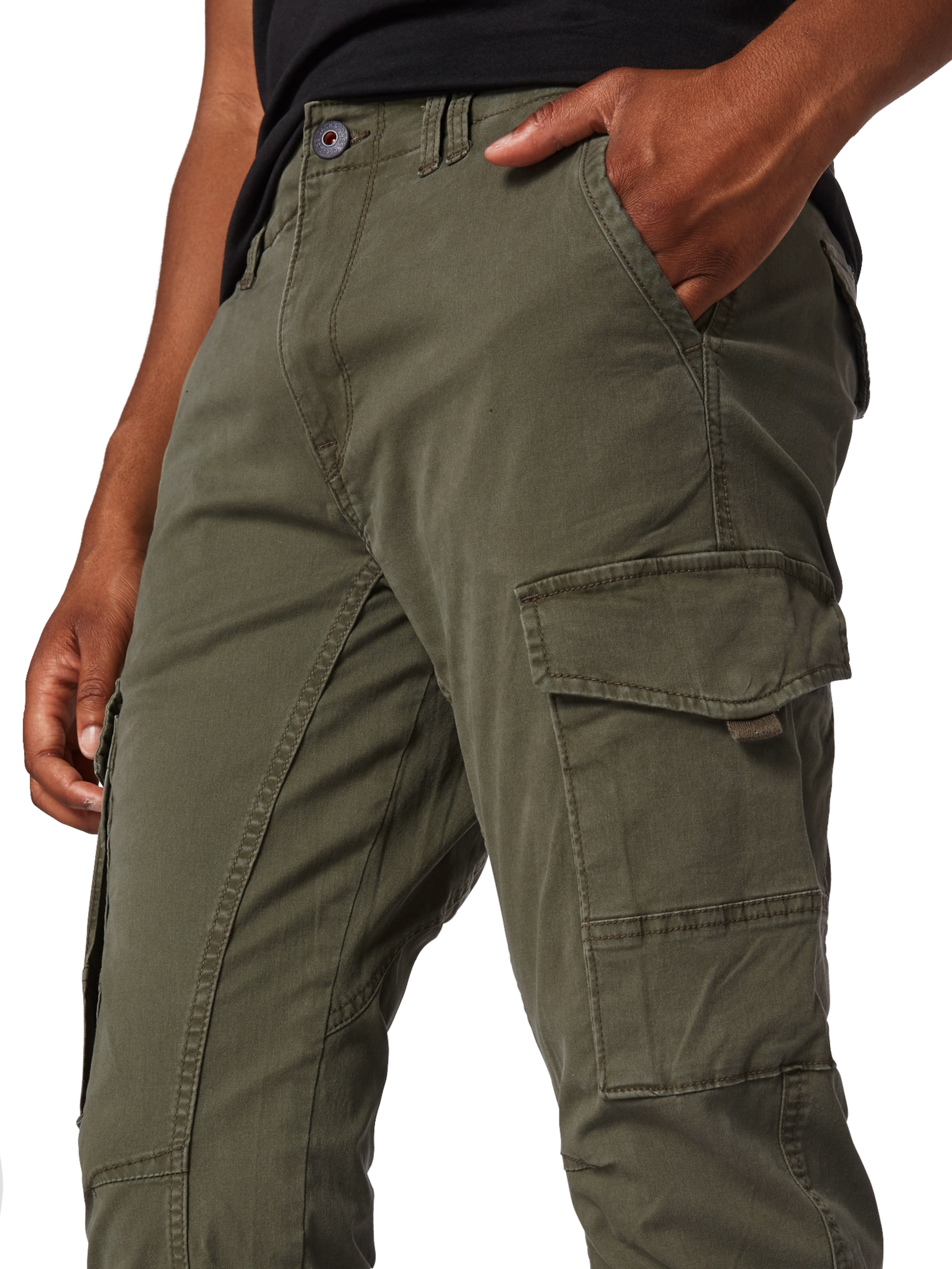 zaļš JACK & JONES Piegulošs Kargo bikses 'JJIPaul JJFlake'