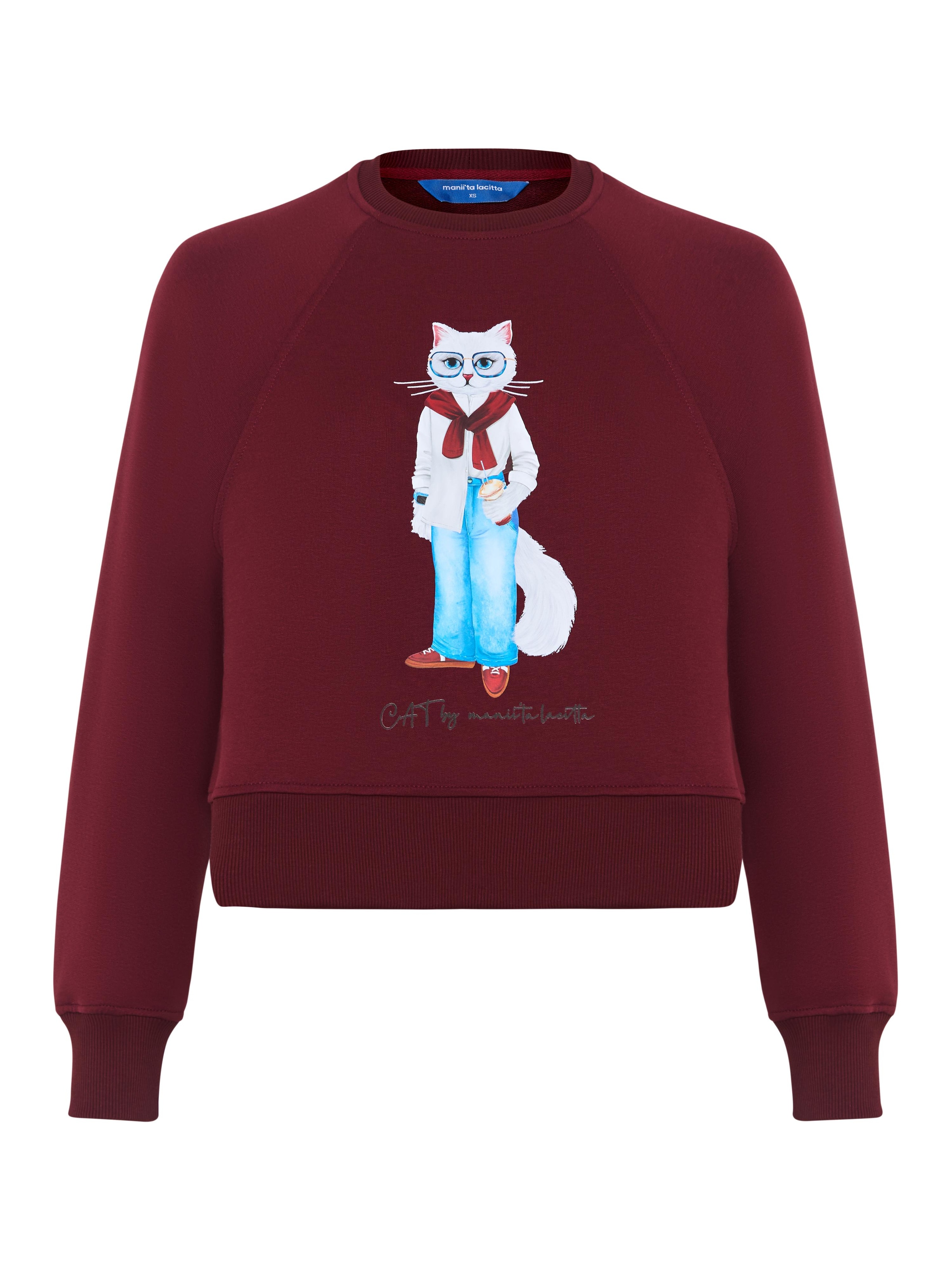 Sweat-shirt 'Cat with Coffee' Cat e Lolette en rouge : devant
