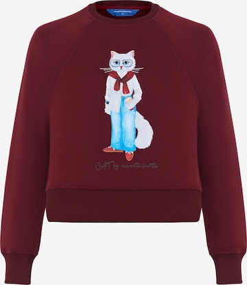 Cat e Lolette Collegepaita 'Cat with Coffee' värissä punainen: etupuoli