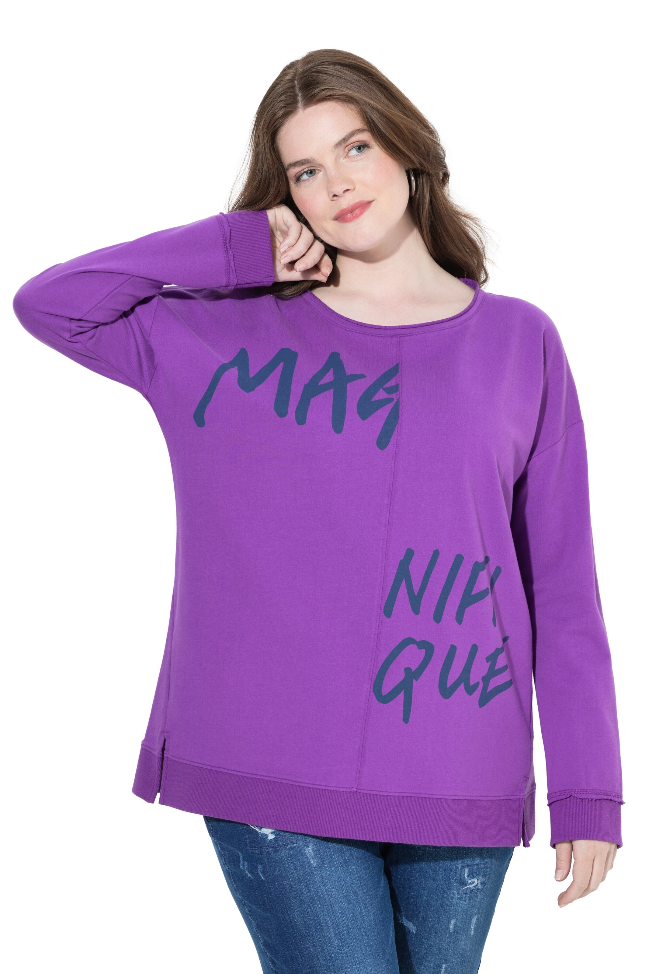 Ulla Popken Sweatshirt in Lila: voorkant