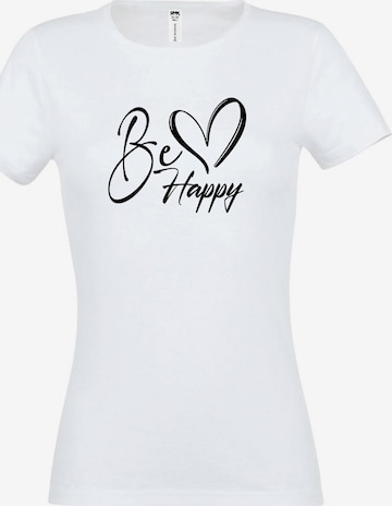 RMK Shirt 'Be Happy' in Weiß: Vorderseite