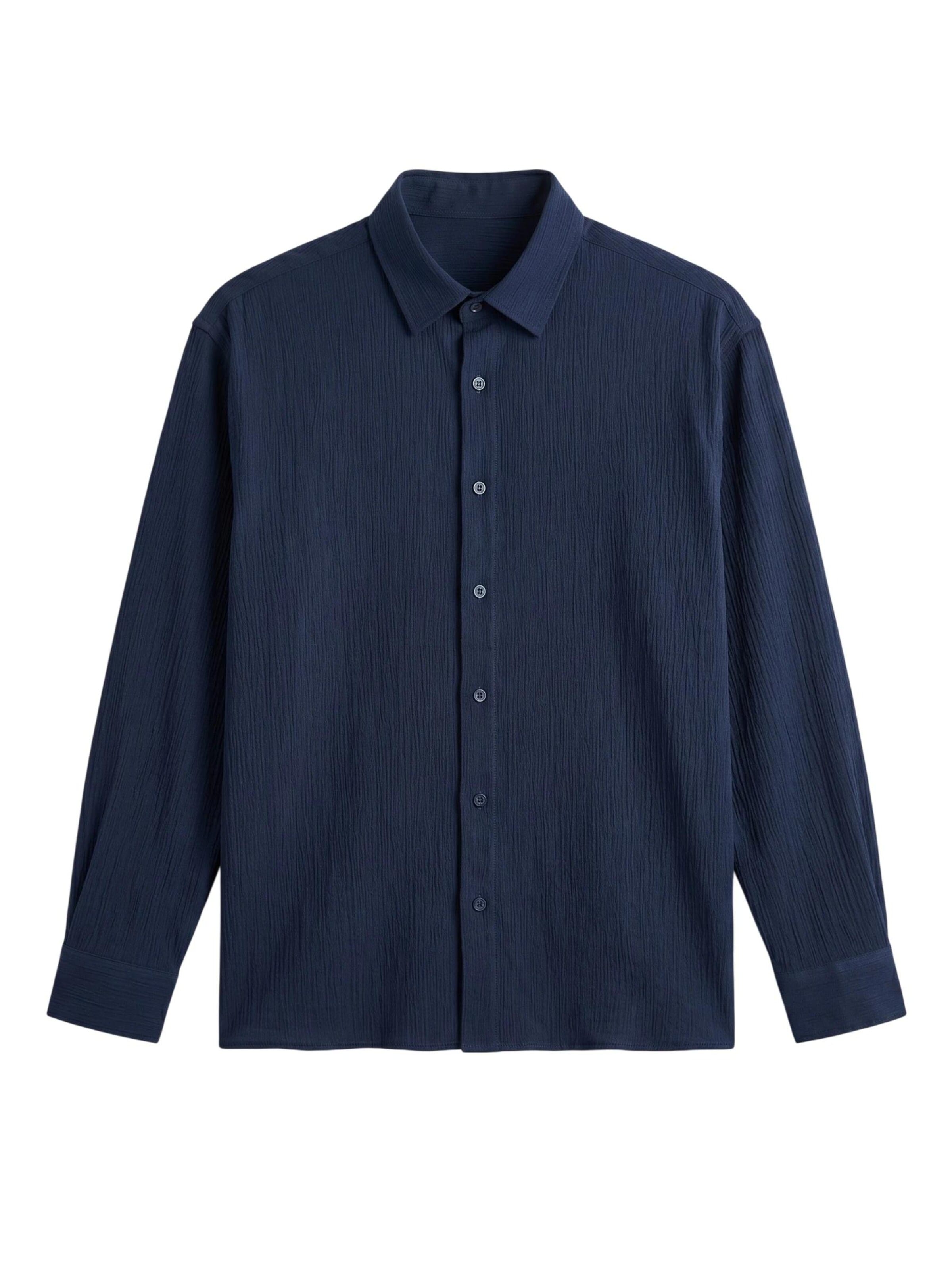 Kleidermafia Regular fit Skjorta 'Regular Fit Cotton Shirt - Navy Blue' i blå: framsida