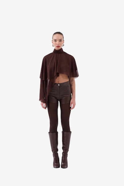 HOLLY LOLLY Blouse in L in de kleur Chocoladebruin, Productweergave