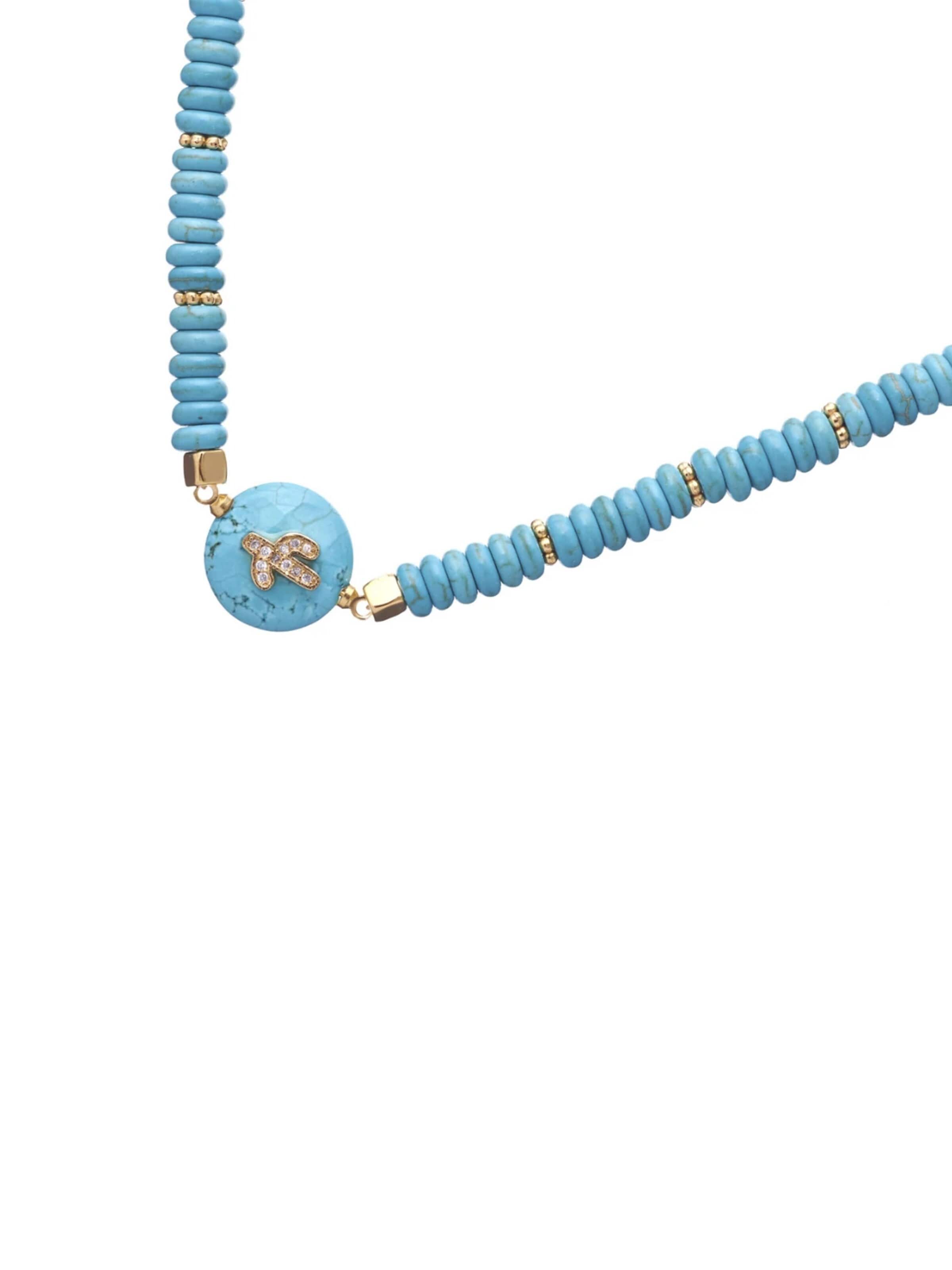 THE GEM STORIES JEWELRY Αλυσίδα 'Turquoise Rondelle Necklace with Cactus Element' σε μπλε