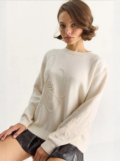 Bianco Lucci Pull-over 'Pullover' en S-M en crème, Vue avec produit