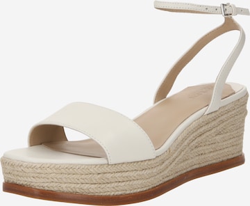 Sandale cu baretă 'LEONA WEDGE' de la Lauren Ralph Lauren pe alb: față