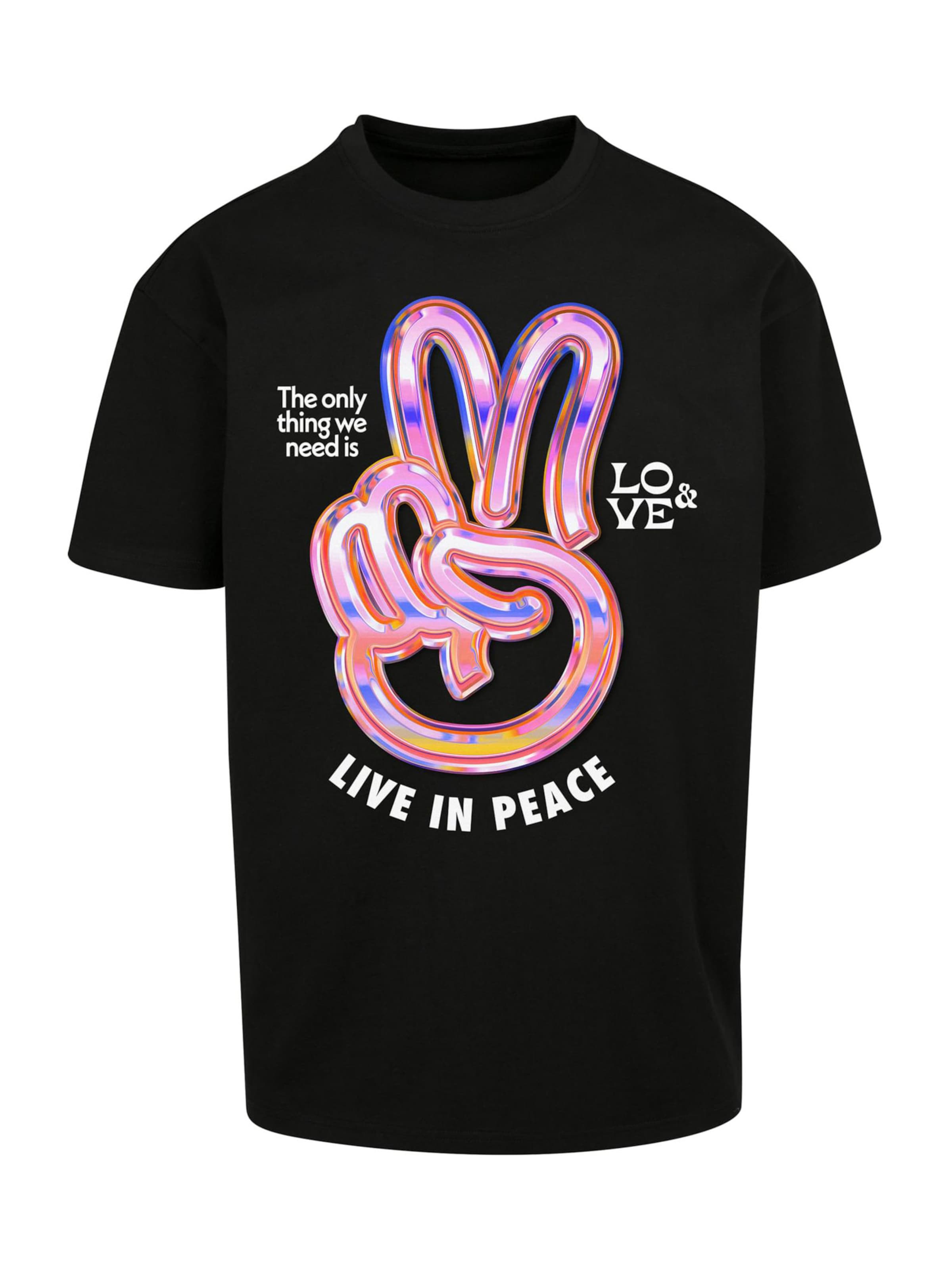 Tricou 'Live in Peace' de la Mister Tee pe negru: față
