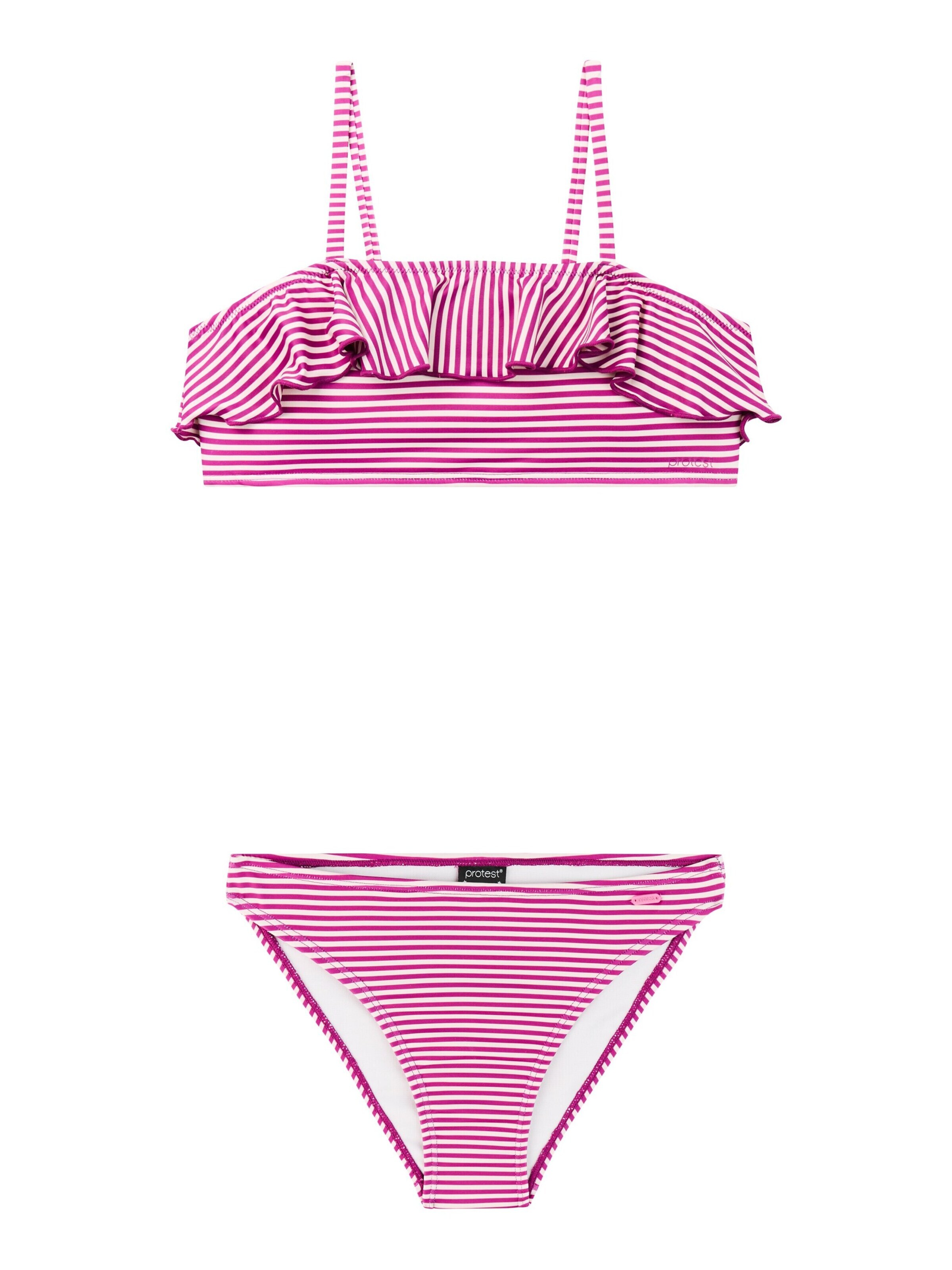 PROTEST Bralette Bikini 'PRTStripes JR' in Pink: front