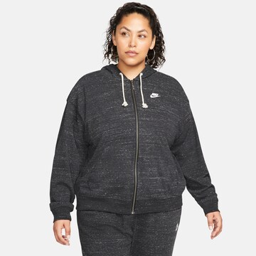 Nike Sportswear Athletic Zip-Up Hoodie in Black: front