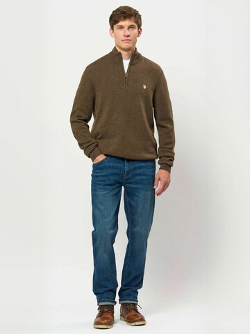U.S. POLO ASSN. Trui ' UMKevin ' in Bruin: voorkant