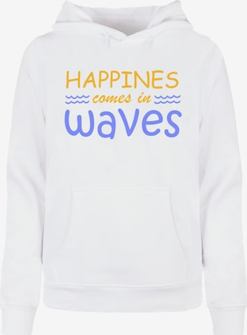 Sweat-shirt 'Summer - Happines comes in waves' Merchcode en blanc : devant