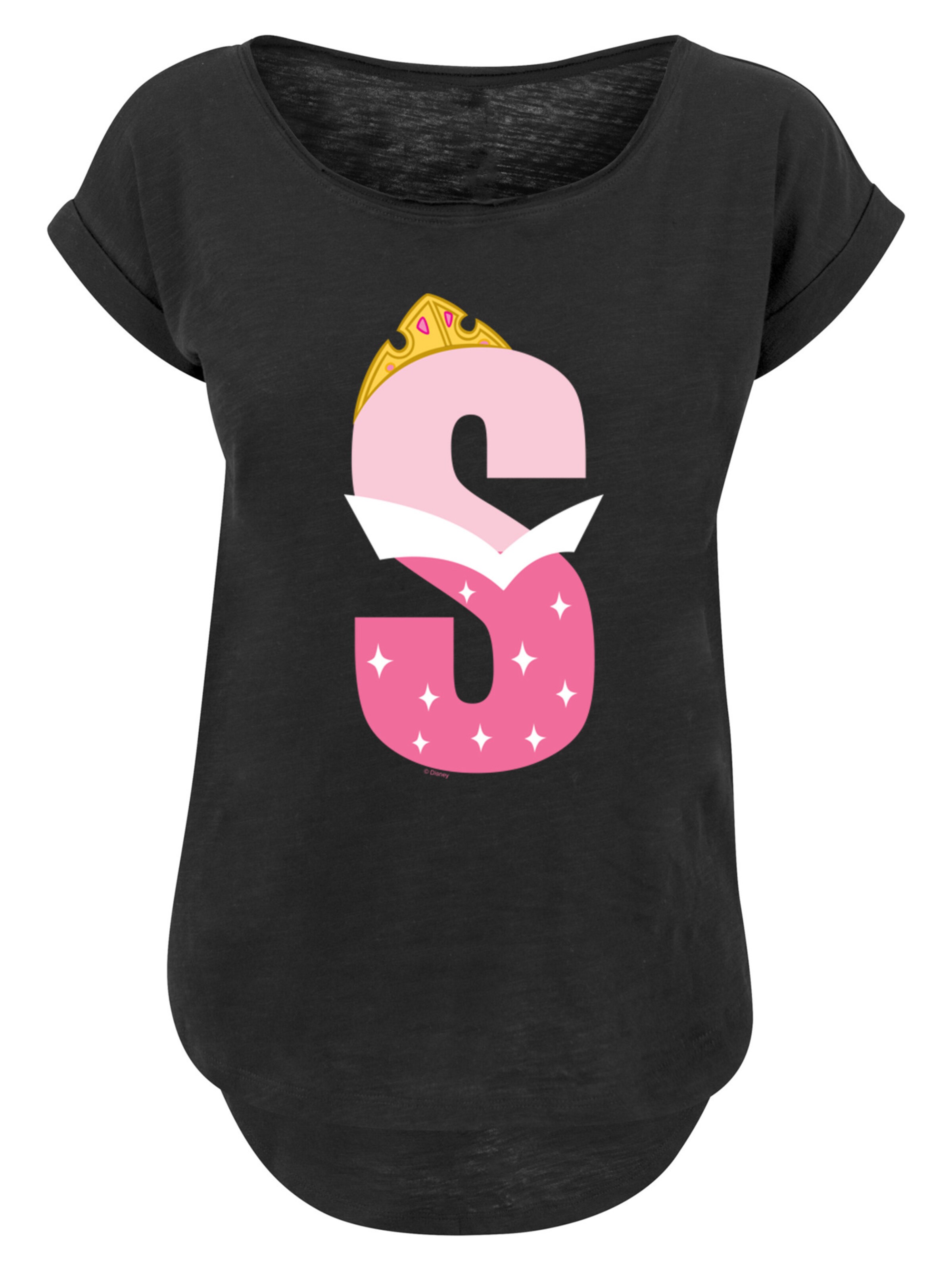 T-shirt 'Disney Alphabet S Is For Sleeping Beauty' F4NT4STIC en noir : devant
