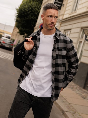 DAN FOX APPAREL Regular fit Πουκάμισο 'Efe' σε γκρι
