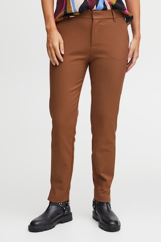 Coupe slim Pantalon chino 'Bindy' PULZ Jeans en marron