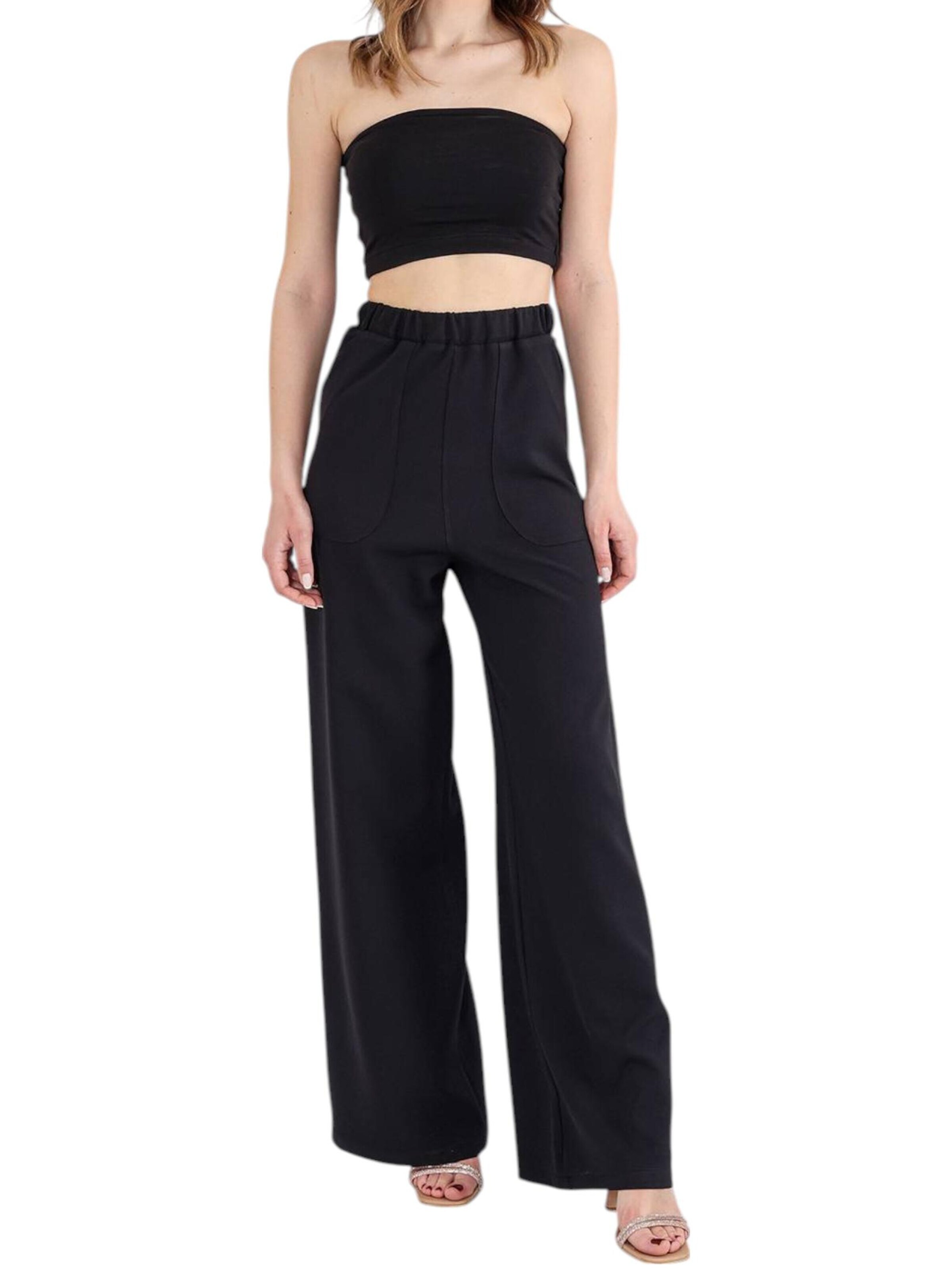 Wide leg Pantaloni 'ALIN' di fashionshowcase in nero