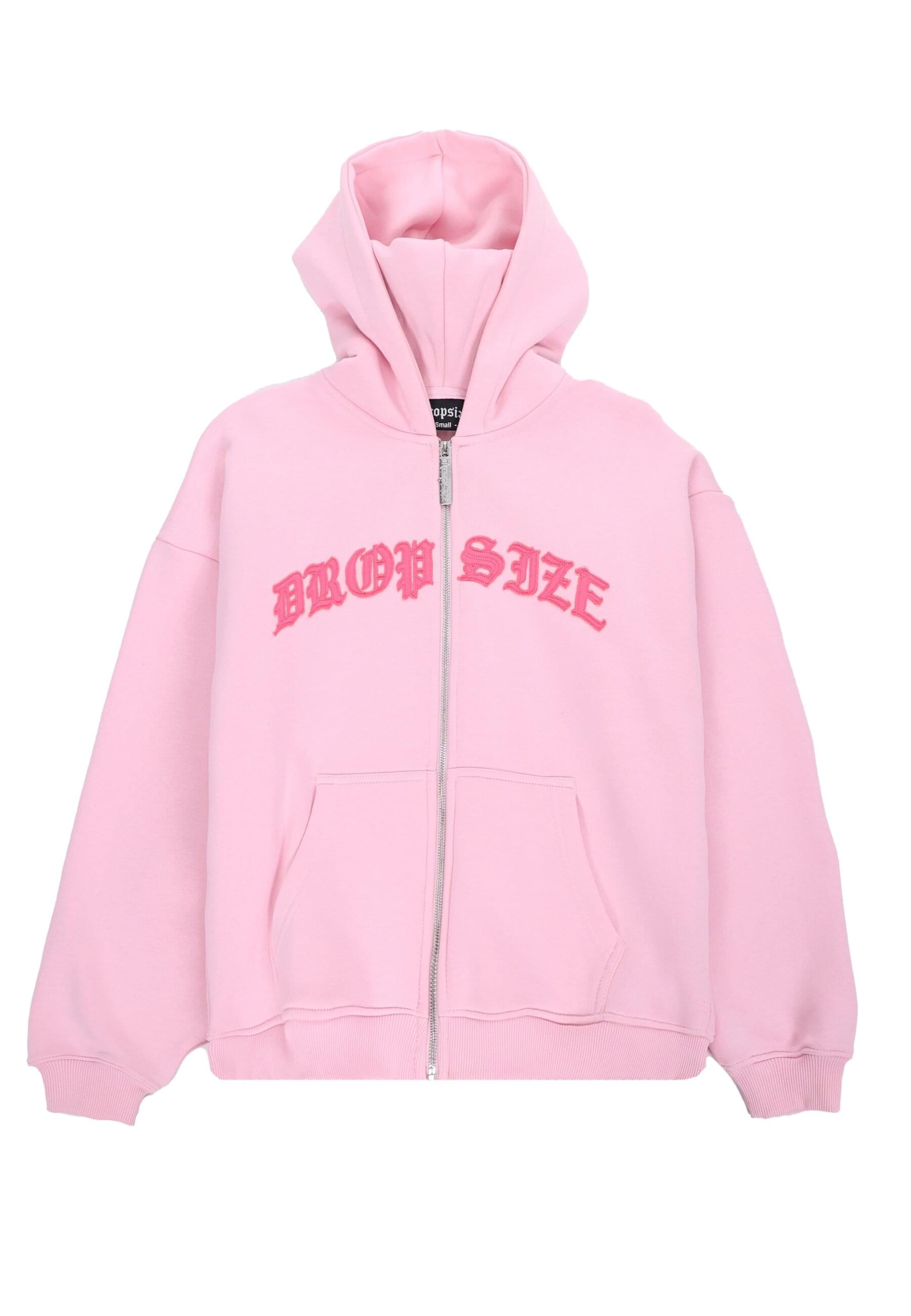Dropsize - Sudadera con cremallera en rosa: frente