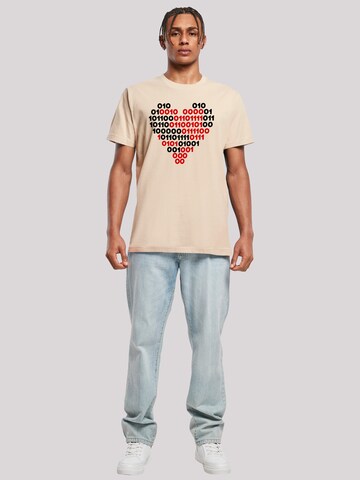 F4NT4STIC Shirt 'I love you 01001001 Binary Code Herz  Valentinstag' in Beige