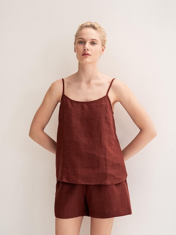 AmourLinen Pajama 'Night Owl' in Brown: front