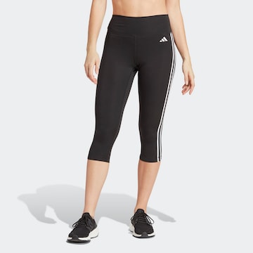 ADIDAS PERFORMANCE Skinny Workout Pants 'Train Essentials 3-Stripes High-Waisted 3/4' in Black: front