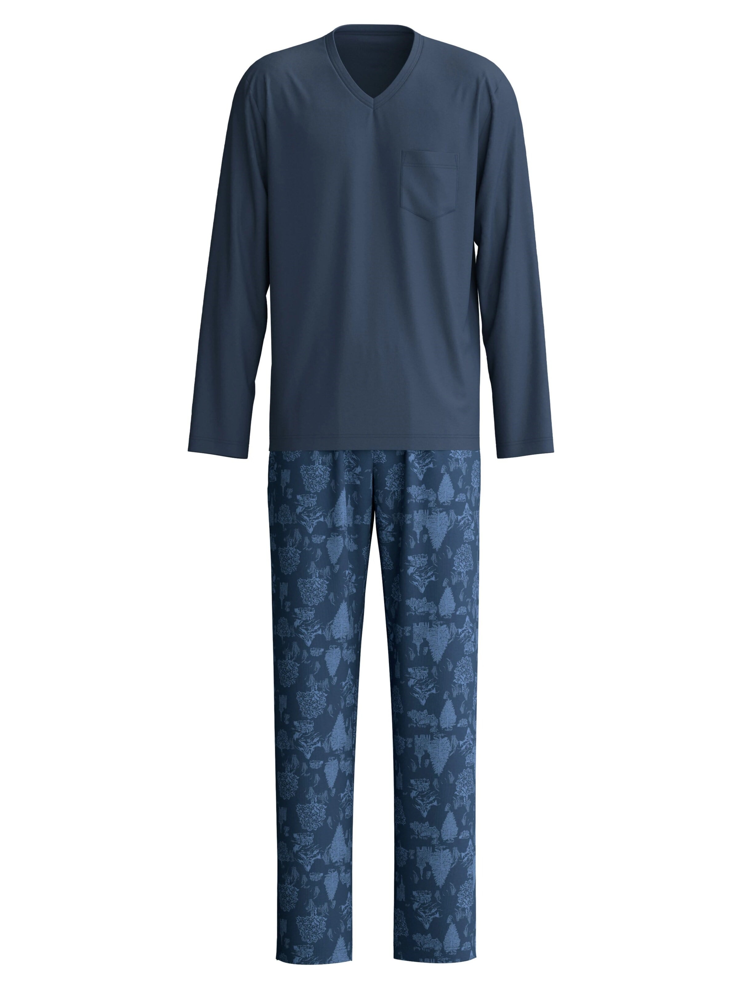 CALIDA Long Pajamas 'Relax Streamline' in Blue: front