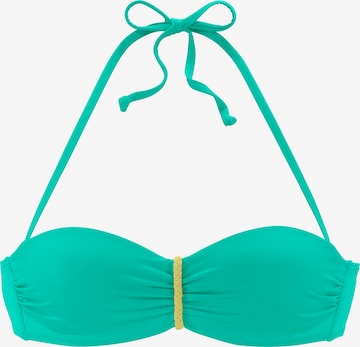 VENICE BEACH Bandeau Athletic Bikini Top in Green: front