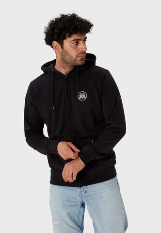 Oldskull Zip-Up Hoodie in Black: front