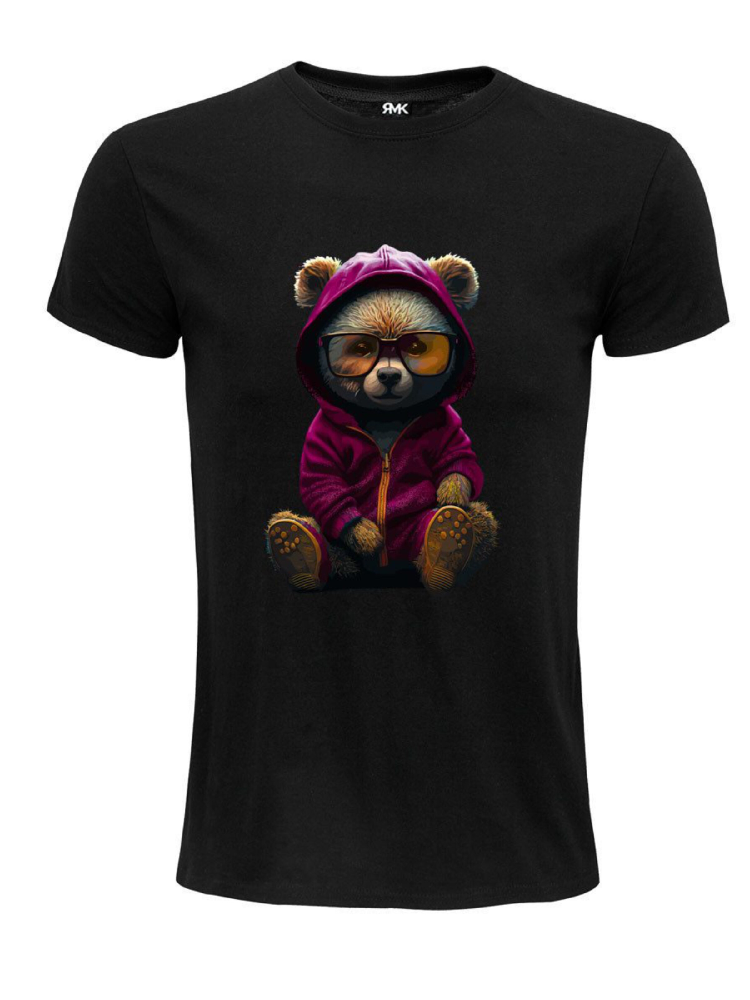 RMK Shirt 'süßer Teddybär Brille' in Black: front