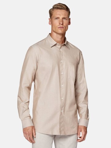 Boggi Milano Regular fit Button Up Shirt in Beige: front