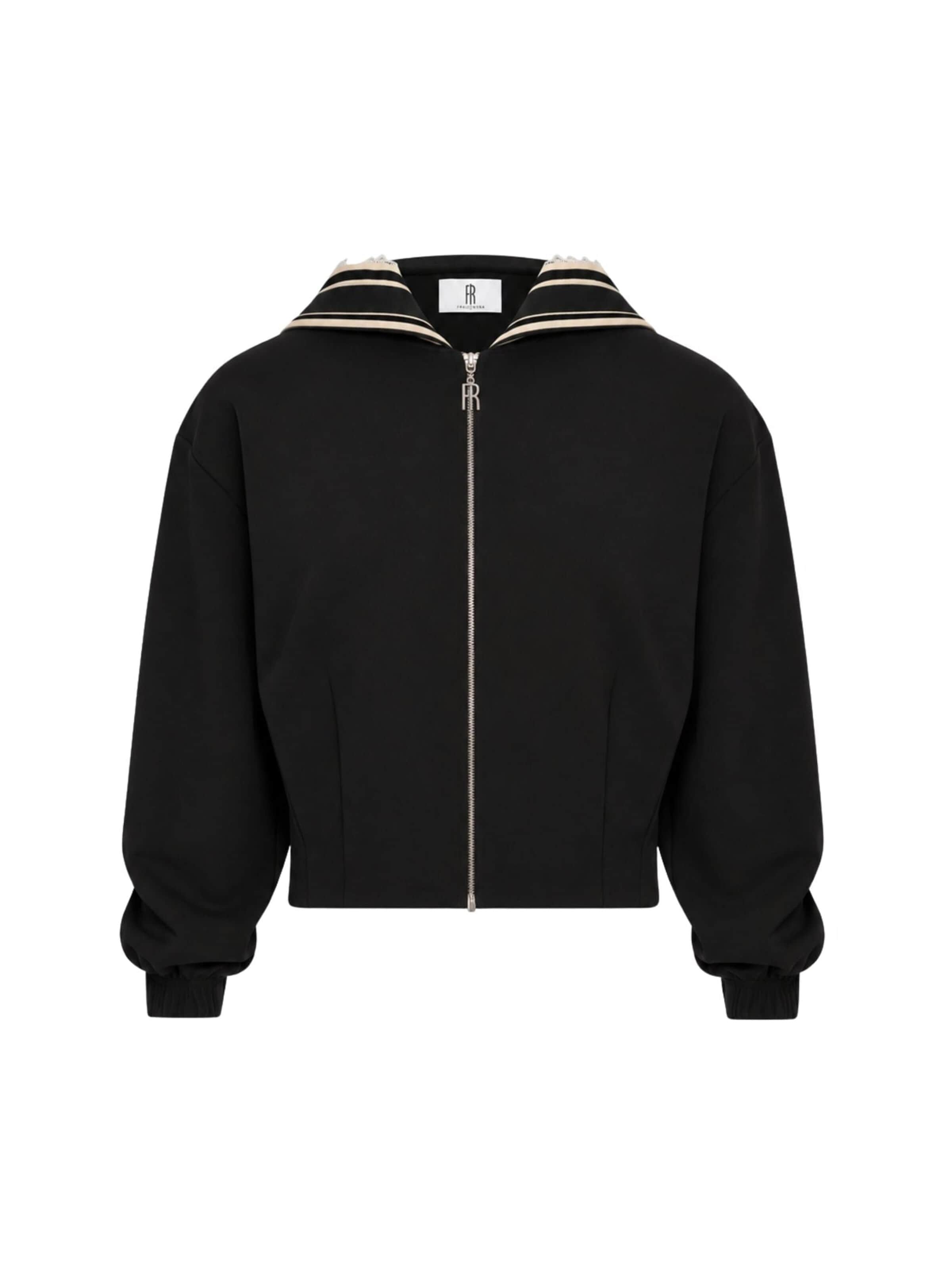 Fracomina Sweatjacka 'Zip-up hoodie' i svart: framsida