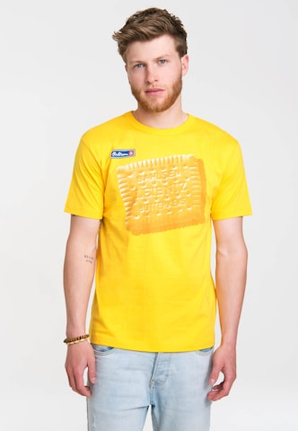 LOGOSHIRT T-Shirt 'Leibniz Keks' in Gelb: predná strana