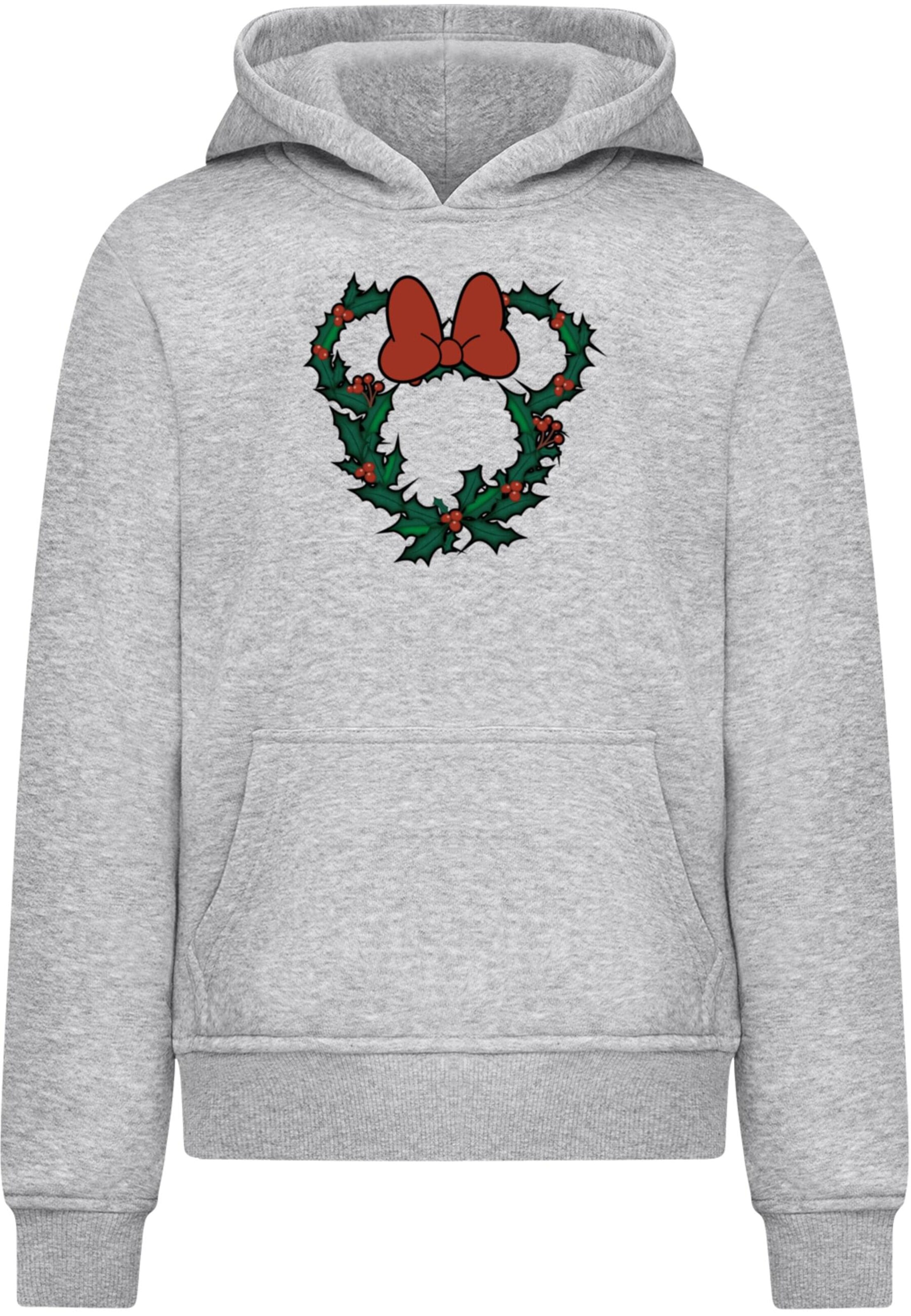 Sweat 'Minnie Mouse - Xmas Wreath' ABSOLUTE CULT en gris : devant