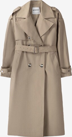 Bershka Between-Seasons Coat in Beige: front