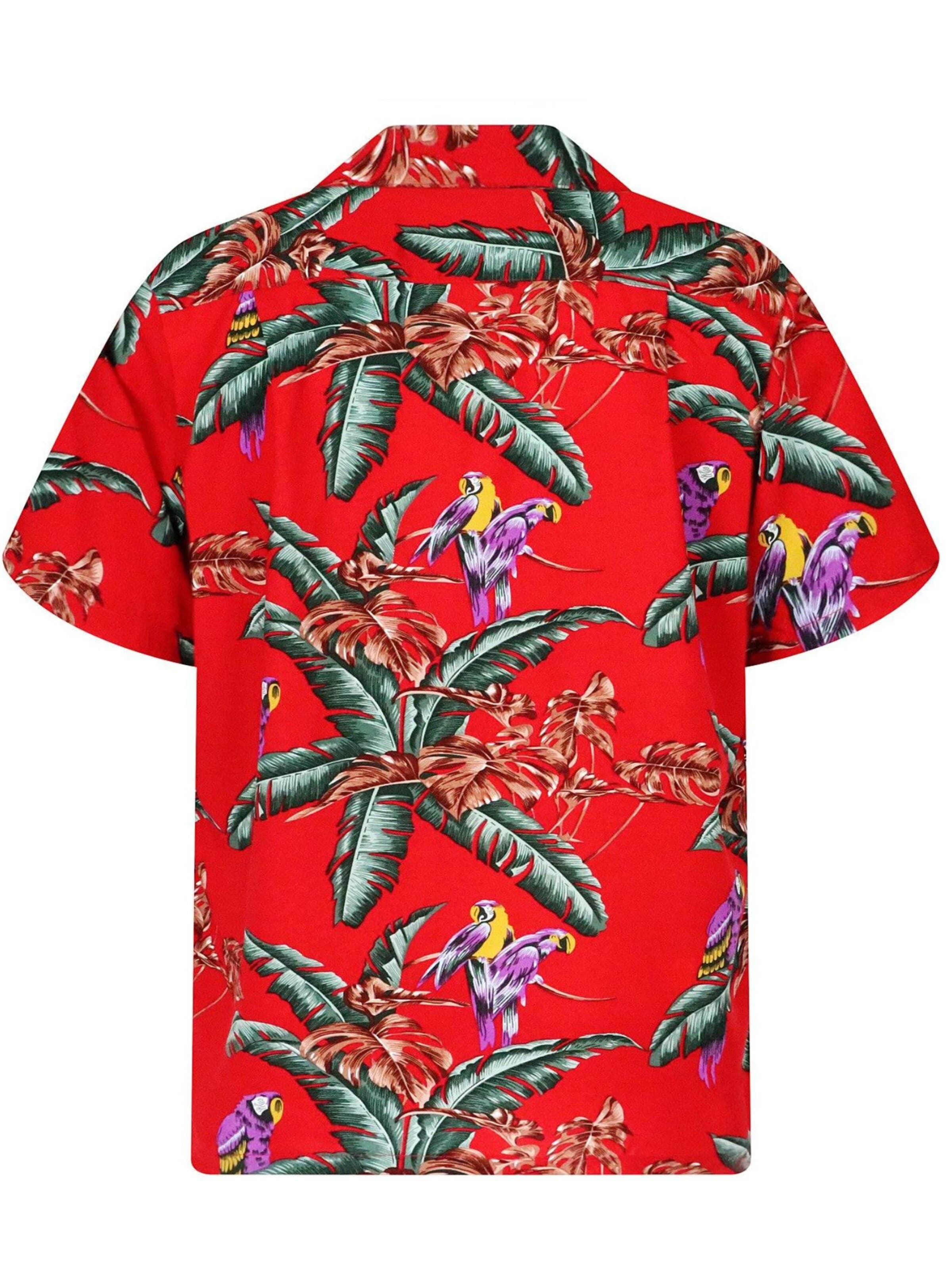 Paradise Found Regular Fit Hemd 'Tom Selleck Jungle Bird'‌‌‌‌‌‌‌‌‌ in Rot