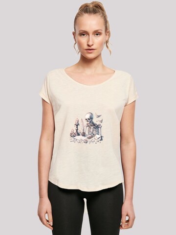 F4NT4STIC Shirt 'Skelett Liebesbrief Valentinstag' in Beige: front