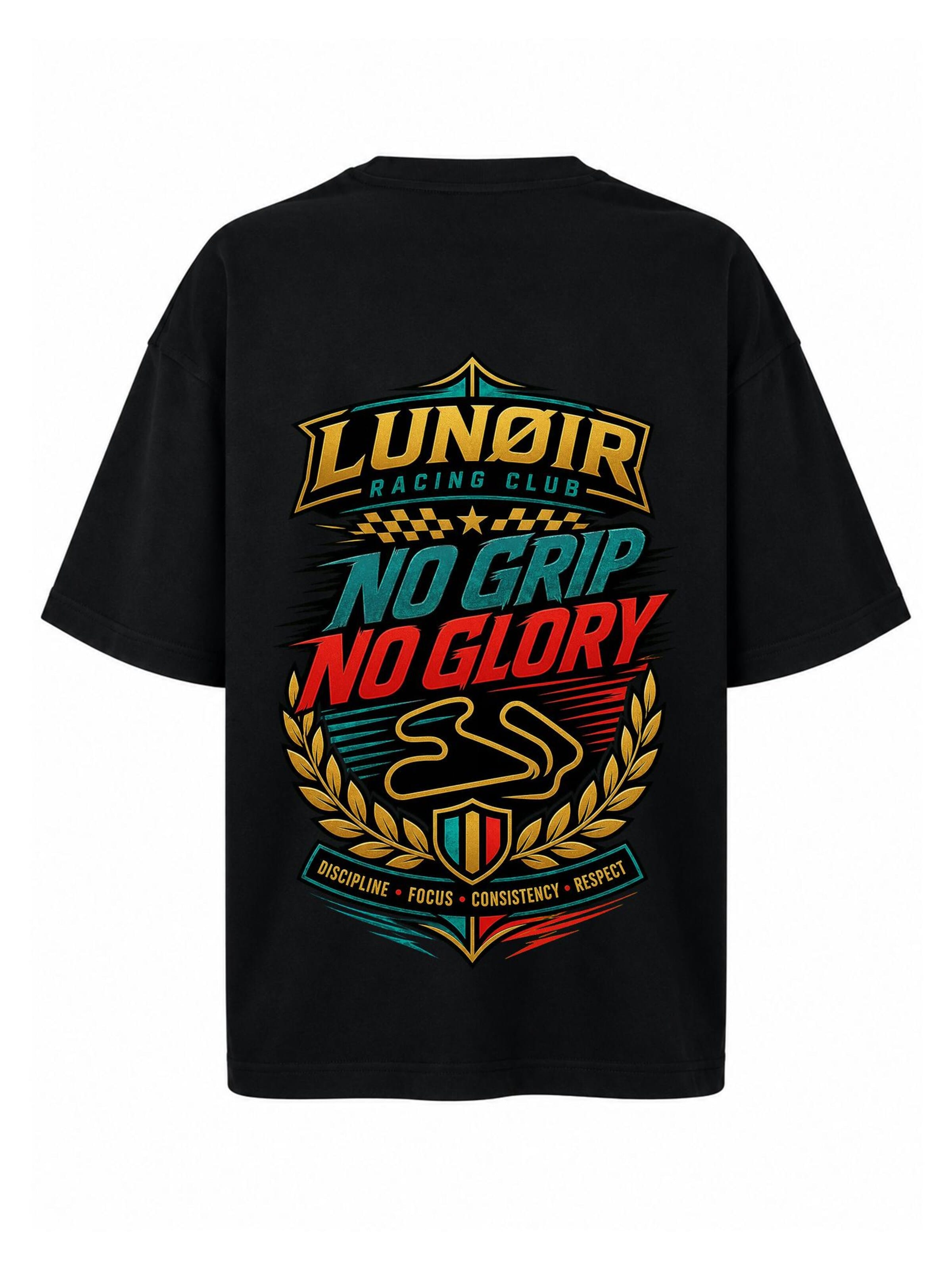 LUNØIR Studio Póló 'No Grip No Glory' - fekete: elől