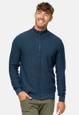 INDICODE JEANS Knit Cardigan in Blue: front