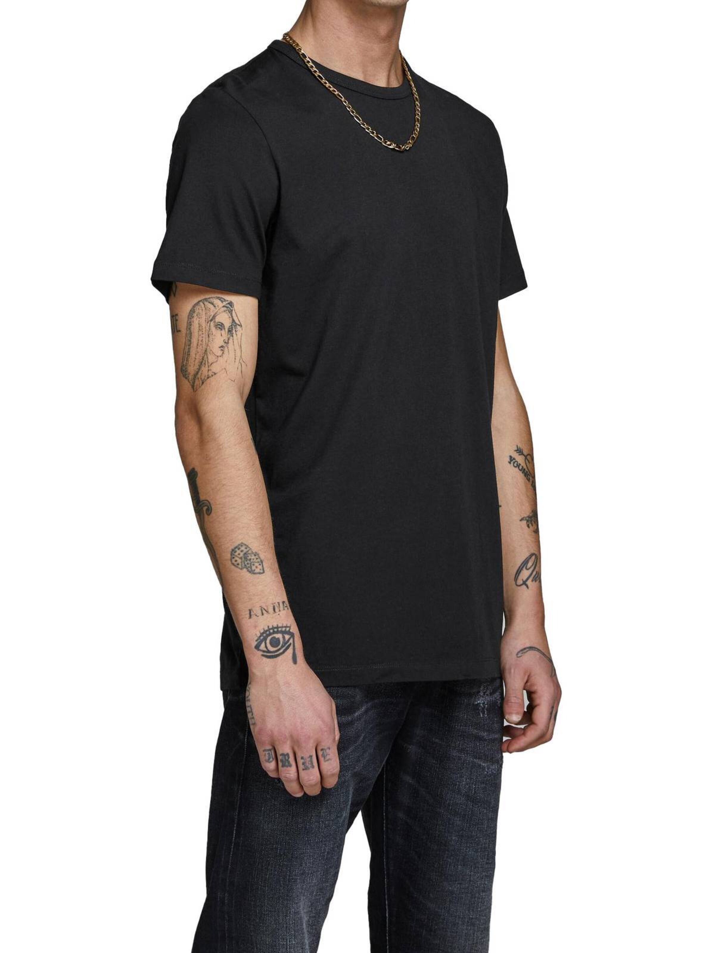 JACK & JONES - Camiseta en negro: frente