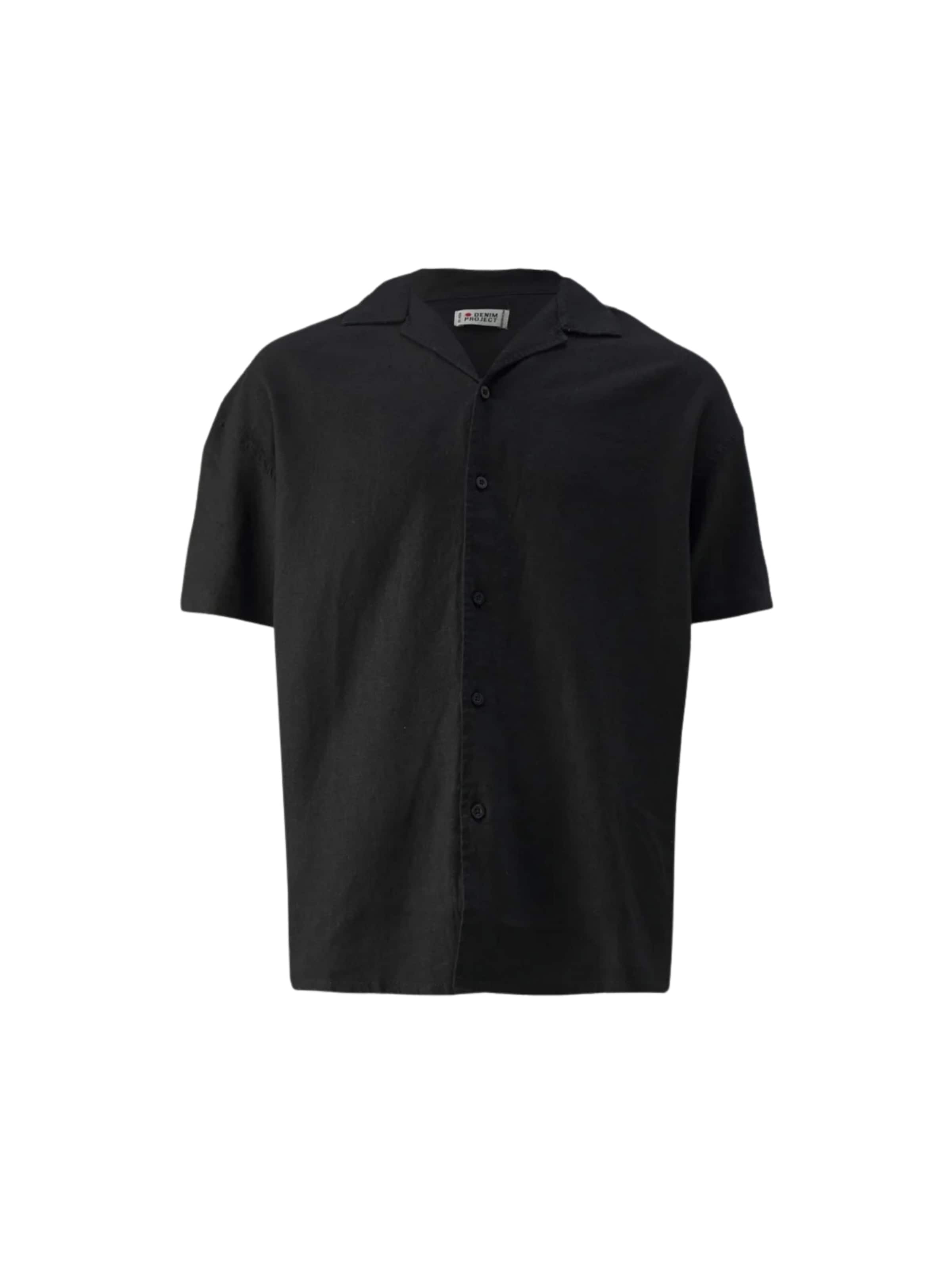 Denim Project Regular Fit Shirt ' DP Linen ' in Schwarz: Vorderseite