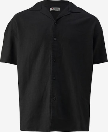 Denim Project Regular Fit Shirt ' DP Linen ' in Schwarz: Vorderseite
