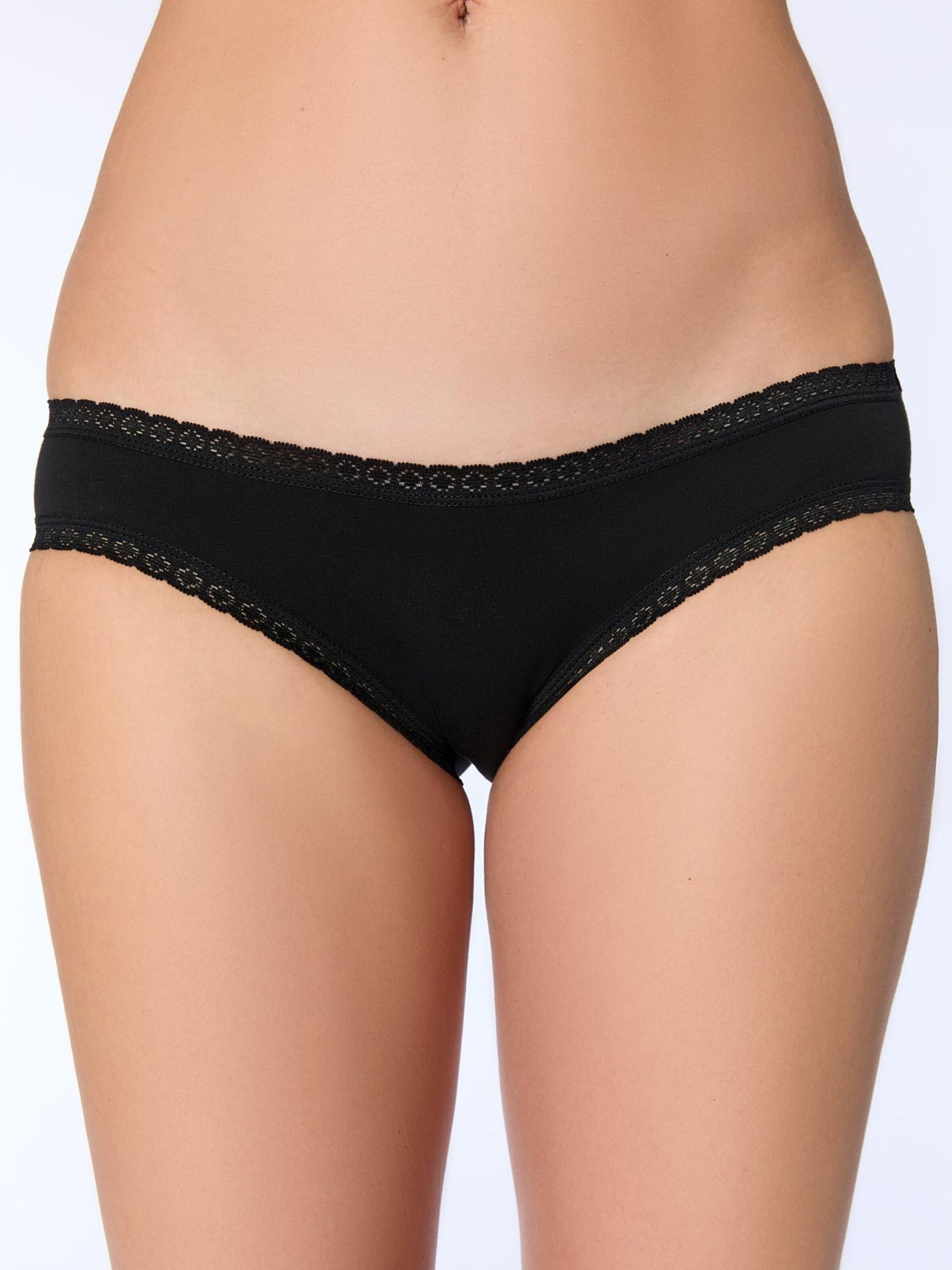 Albero Natur Panty 'Bio-Baumwoll-Slip mit Spitze – 4er Pack' in Black: front