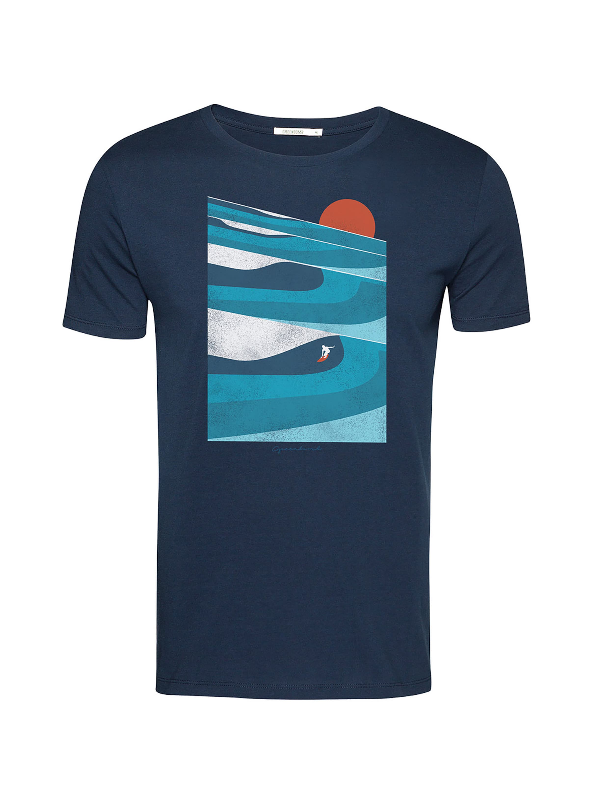 Maglietta 'Nature Perfect Waves' di GREENBOMB in blu: frontale