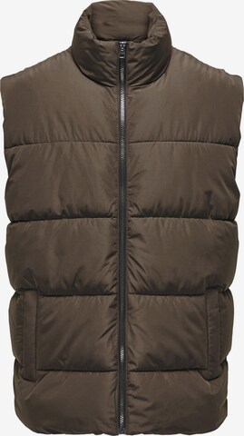 Only & Sons Bodywarmer 'Melvin' in Bruin: voorkant